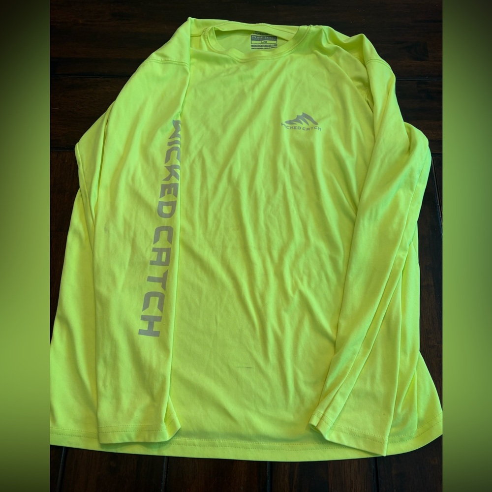 Wicked Catch Neon Yellow Performance Shirt size L - Picture 2 of 7